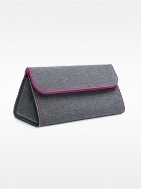 Dyson Hair Dryer Tool Storage Bag Gray Felt Clutch with Pink Trim
